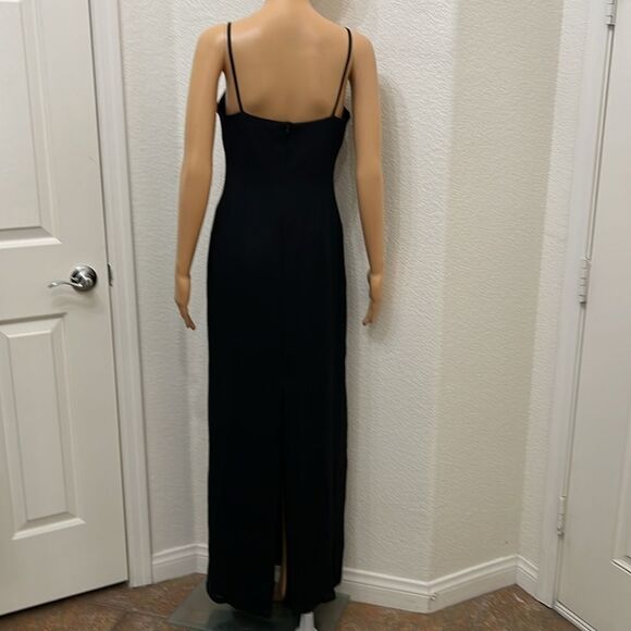 Curves Dress Medium Black Scoop Neck Sheer Waist Spaghetti Strap Slit Back Sexy - Picture 6 of 9